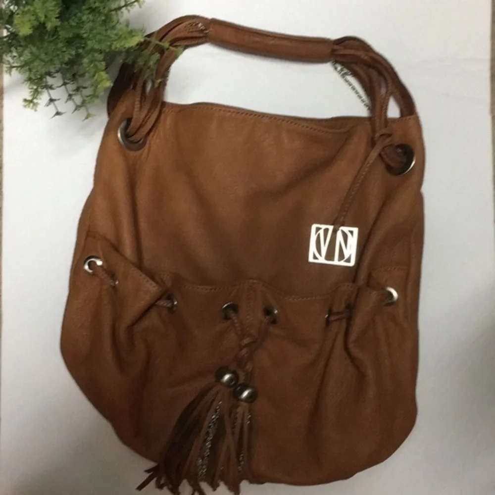 VN leather saddle brown hobo bag